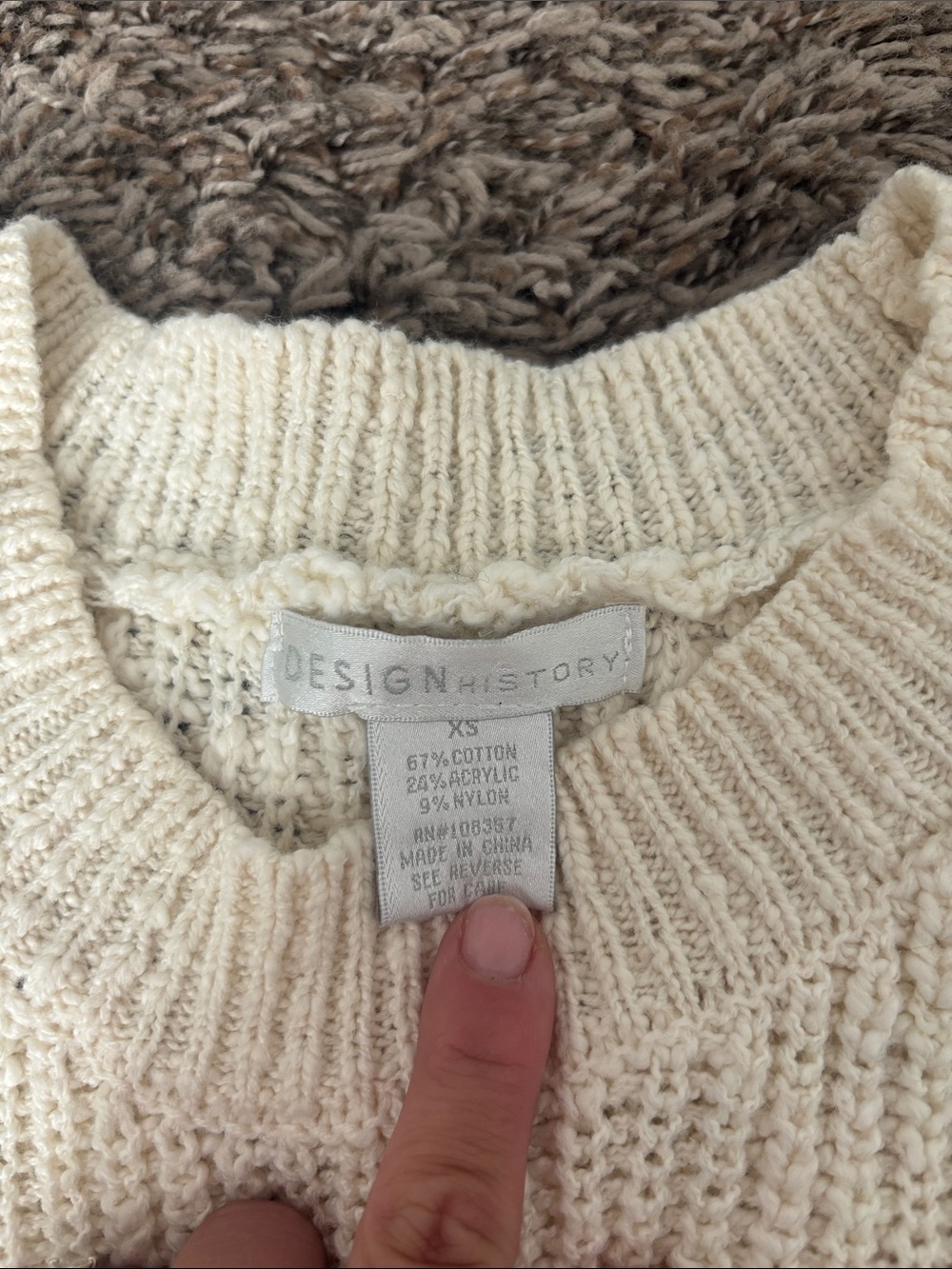 Design History Cream Knit Ruffle Sleeve Top - Picture 2 of 2